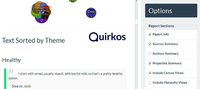 Quirkos Qualitative data report